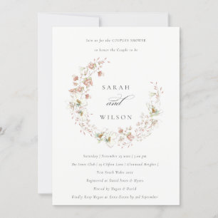 Blush White Floral Wreath Couples Invitation de do