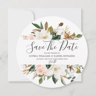 Blush & White Florals Elegante Moderne Hochzeit Save The Date