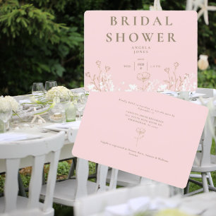 Blush White & Gold Blume Bridal Dusche Einladung