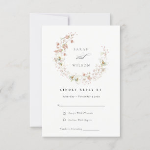 Blush White Meadow Floral Wreath Wedding RSVP