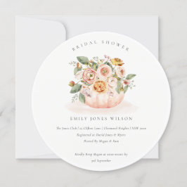Blush White Pumpkin Floral Brautparty laden Dankeskarte
