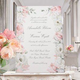 Blush & White Roses Blumengarten Hochzeit Einladung