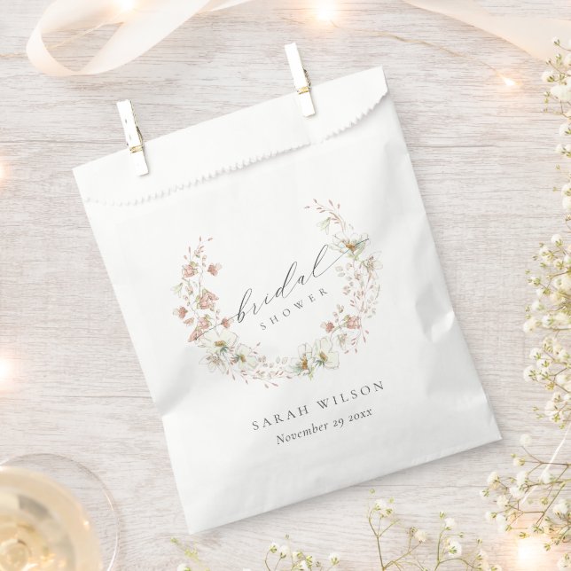 Blush White Wiadow Floral Wreath Brautparty Geschenktütchen (Ausgeschnitten)