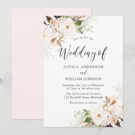 Blush White Wonderland Blume Hochzeit Einladung