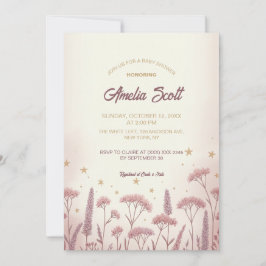 Blush Wildblume Rustikale Babydusche Einladung
