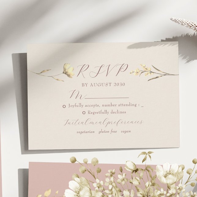 Blush Wildblume Wedding RSVP Card Karte (Von Creator hochgeladen)