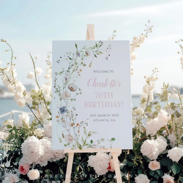Blush Wildblumen 70. Geburtstag Willkommen Poster (Von Creator hochgeladen)