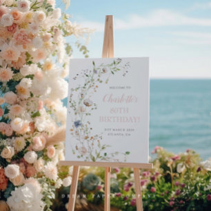 Blush Wildblumen 80. Geburtstag Willkommen Poster