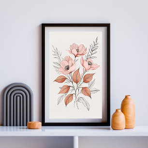 Blush-Wildblumen-Arrangement Poster