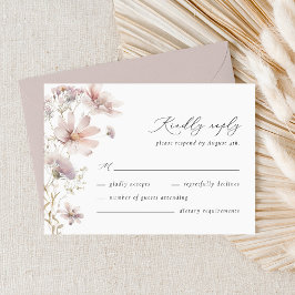 Blush Wildflower Floral Boho Wedding RSVP Card Karte