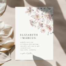Blush Wildflower Minimal Boho Wedding Invitation
