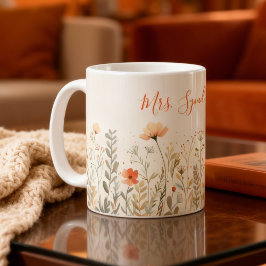 Blush Wildflower Name Teacher Appreciatiion Kaffeetasse