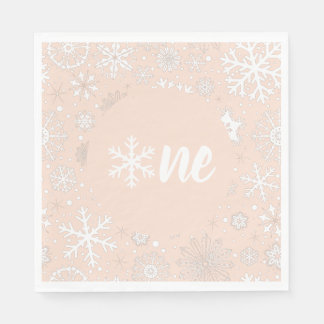 Blush Winter Erster Geburtstag Schneeflocken Ein N Serviette