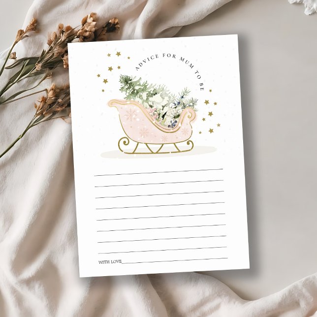 Blush Winter Schlittenberatung für Mum Baby Shower Begleitkarte (Von Creator hochgeladen)