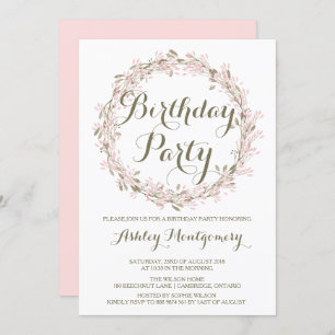 Blush Winter Wreath Anniversaire Fête Invitation