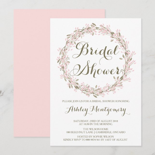 Blush Winter Wreath Bridal Dusche Einladung (Vorne/Hinten)