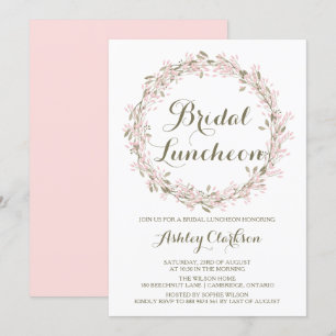 Blush Winter Wreath Bridal Luncheon Einladung