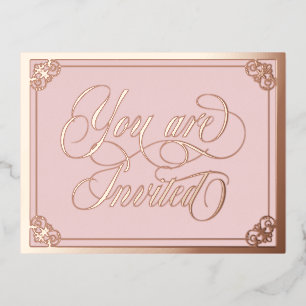 Blush Wirbel Verziert Sie sind eingeladen Hochzeit Folie Einladungspostkarte