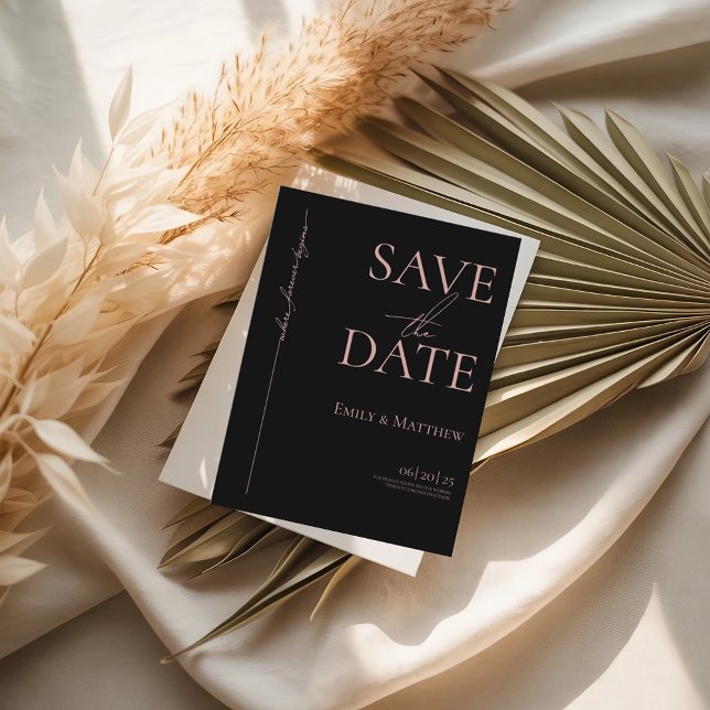 Blush Wo ewig schwarz beginnt Save the Date Ankündigungspostkarte (Von Creator hochgeladen)