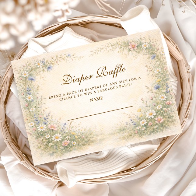 Blush Yellow Wildflower Diapper Raffle Begleitkarte (Von Creator hochgeladen)