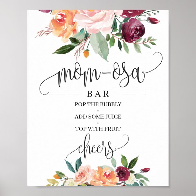 Blushburgund-Orangenblütenzeichen Mama-osa-Bar Poster (Vorne)
