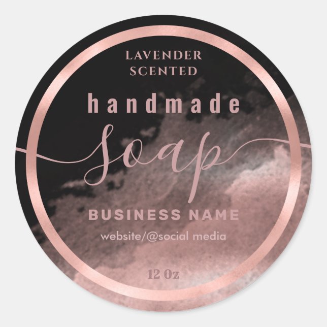 Blushed Water Color Script handgefertigt Seifenlab Runder Aufkleber (Vorderseite)