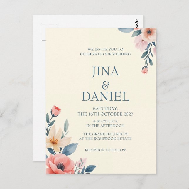 Blushing Bloom Postkarte (Vorne/Hinten)