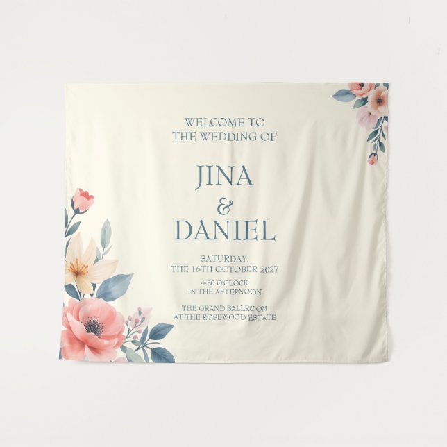 Blushing Bloom Wandteppich (Vorderseite (Horizontal))