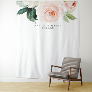 Blushing Blooms Wedding Backdrop Foto Stand Wandteppich