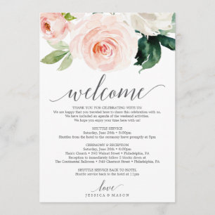 Blushing Blooms Wedding Willkommensbrief Programm