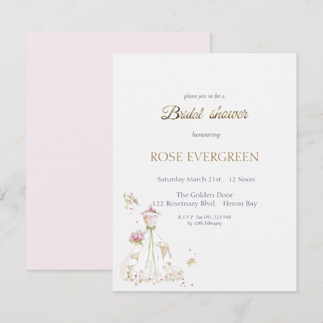 Blushing Bride in Bloom Einladung (Vorne/Hinten)
