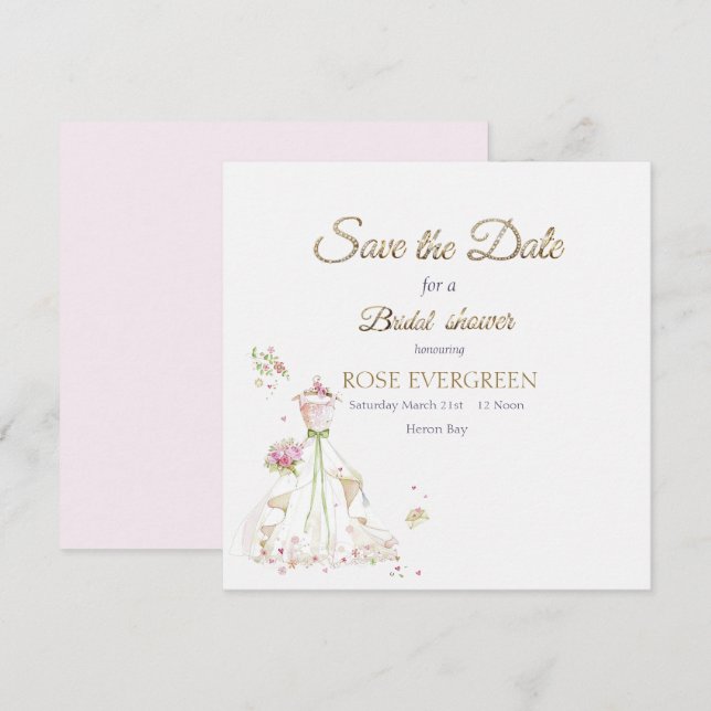 Blushing Bride in Bloom Save The Date (Vorne/Hinten)