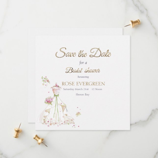Blushing Bride in Bloom Save The Date (Vorderseite/Rückseite Beispiel)