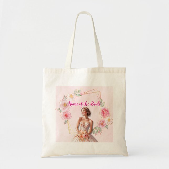 Blushing Bride Tasche: Elegantes Blumendesign" Tragetasche (Vorne)