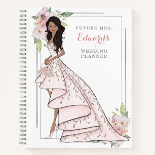 Blushing Bridge in Gown Wedding Planner Notebook Notizbuch