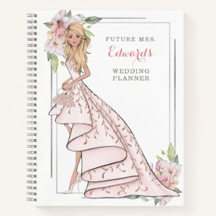 Blushing Bridge in Gown Wedding Planner Notebook Notizbuch