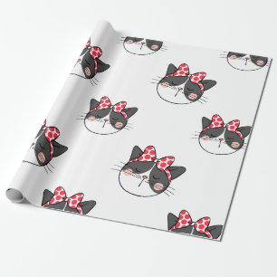 Blushing Cat Bow Geschenkpapier