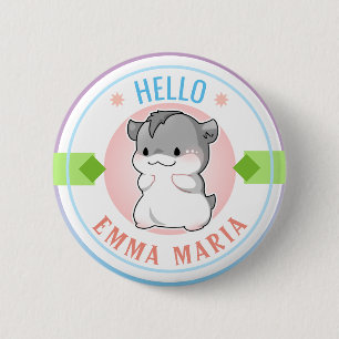 Blushing Chibi Hamster Anpassungsname Hallo Button