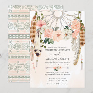 Blushing Dream Boho Dreamcatcher Wedding Einladung
