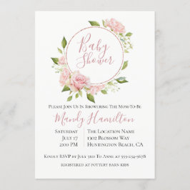 Blushing Floral Wreath Baby Shower Einladung