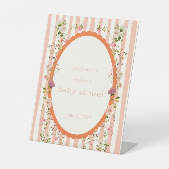 Blushing Garden Whimsical Baby Willkommen Sockelschild (Vorderseite)