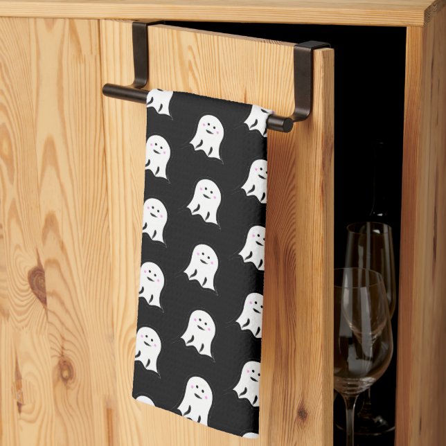 Blushing Ghost Niedlich Halloween Geschirrtuch (Drittel gefaltet)