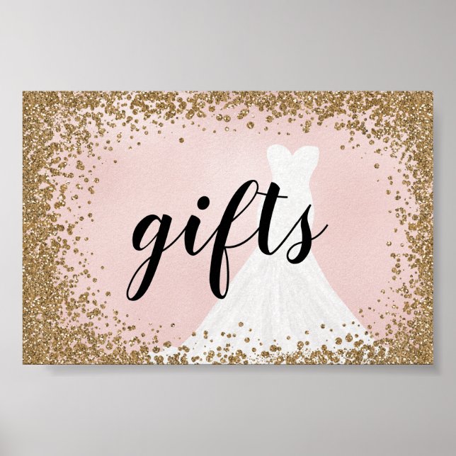 Blushing Glitzer Bridal Dress Bridal Geschenke Zei Poster (Vorne)