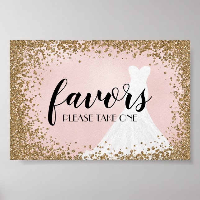 Blushing Glitzer Bride Dress Brautparty Favoriten Poster (Vorne)