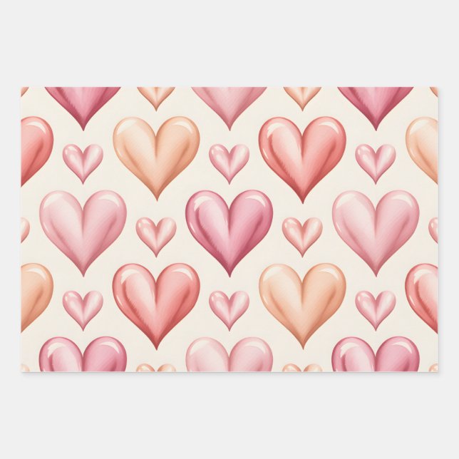 Blushing Hearts Geschenkpapier Set (Vorderseite)