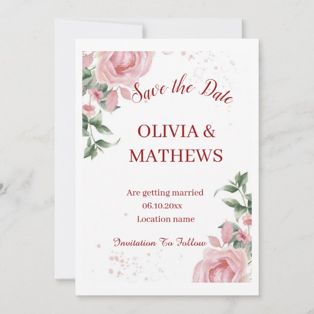 Blushing in Bloom: Eine Hochzeitsfeier in Pink Einladung (Vorderseite)