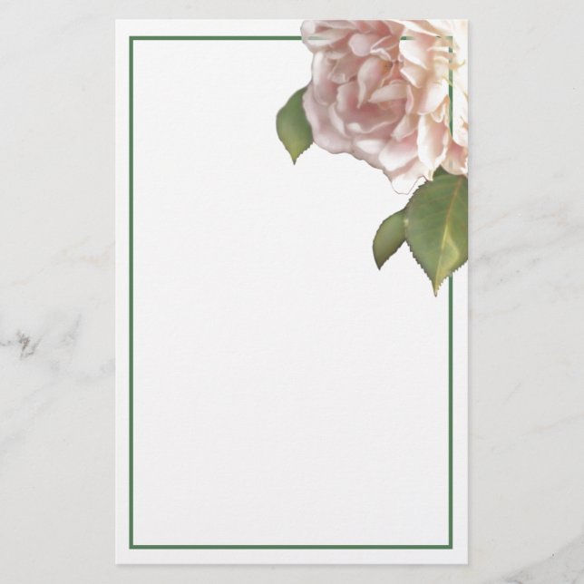 Blushing Ivory Peach Rose Briefpapier (Vorderseite)