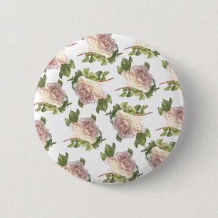 Blushing Ivory Peach Rose Button