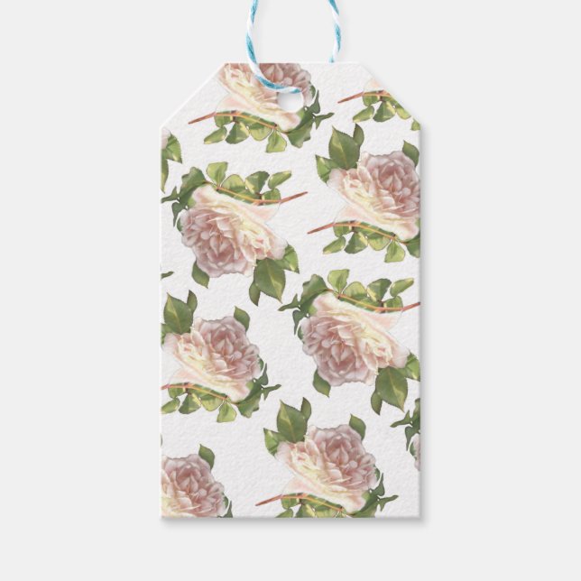 Blushing Ivory Peach Rose Geschenkanhänger (Vorderseite)