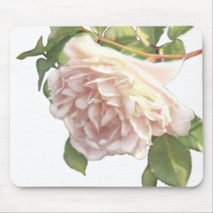 Blushing Ivory Peach Rose Mousepad